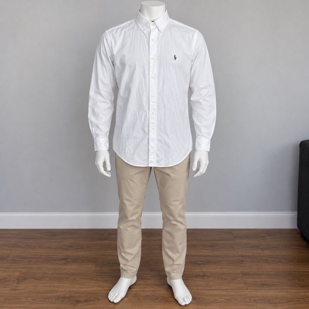 Vintage Polo Ralph Lauren Shirt Men's 17-35 White Yarmouth Oxford Button Down